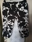 Elie Tahari Black And White Flower Print Capri With Pockets And Hide Away Pocket