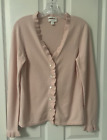 Charter Club 100% Cashmere Button Up Cardigan Sweater Size Medium Pink Ruffled