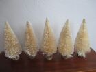 Vintage Lot of 5 Cream Bottlebrush Christmas Trees 5 1/2