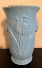Vintage McCOY USA Art Pottery Matte TULIP Vase Teal - 8.25”