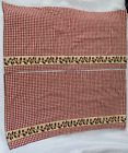 2 Raghu Abru 2 100% Cotton Curtain Valances Red Tan Stripe Gingham Lined 70x32