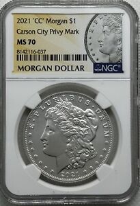 2021 CC $1 Morgan Silver Dollar NGC MS70 Carson City Privy Mark