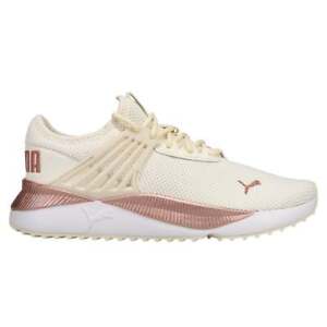 Puma Pacer Future Lux Lace Up  Womens Off White, Pink Sneakers Casual Shoes 3806