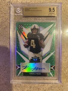 RONDALE MOORE ROOKIE CARD RC 82/99 AUTO GREEN GEM MINT 9.5 LEAF VALIANT 2021