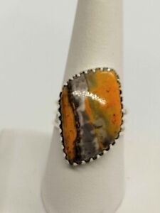New Artisan Sterling Silver Bumblebee Jasper ring sz 8.75