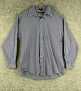 Tommy Hilfiger Shirt Men XL (16.5, 34•35) Blue White Check Button Up Long Sleeve