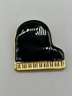 Vintage Signed CM95 Baby Grand Piano Gold Tone Black Enamel Beautiful Pin Brooch
