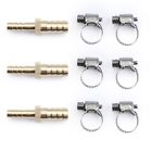 U.S. Solid 3pcs Brass Hose Barb Reducer Fitting Kits With 6 Clamps 3/8
