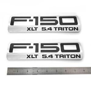 2x OEM 2004-2008 F-150 XLT 5.4 Triton Chrome Fender Emblems Badges PAIR NEW F150