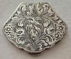 Antique 800 Silver Women's Compact Powder Puff Mirrored Made in Italy Etched