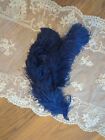 Antique Victorian Edwardian Titanic 1900s Blue Ostrich Millinery Feathers