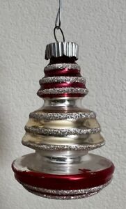 Christopher Radko Shiny Brite UFO Ornament Silver Red Finish Loss