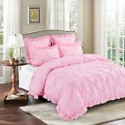 HIG 5 Piece Comforter Set Pinch Pleat Scallop Fringe Classic Bedding Collection