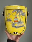 Antique Moriage Asian Japanese Yellow Biscuit Cookie Jar Nagoya Painting 1920s