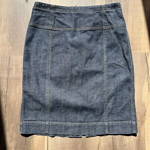 AK Anne Klein Women’s Stretch Blue Denim Pencil Skirt Cotton Spandex Size 4