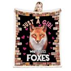 Fox Blanket Gifts for Girl Women Kids Fleece Throw-Just A Girl Who Loves Foxe...