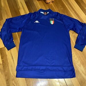 Men's Kappa Gara Blue Long Sleeve 1999/2000 Italia Soccer Football Jersey XL