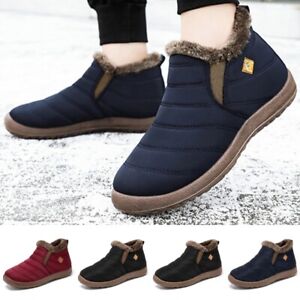 Womens Mens Snow Boots Plush Lined Winter Boot Unisex Slip On Work Comfortable