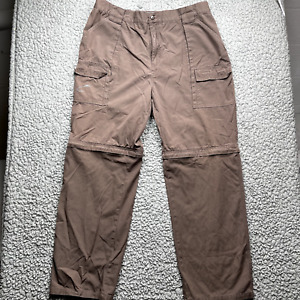 FLW Outdoors Convertible Cargo Pants Mens 42x32 Stetch Waist Brown Zipper Legs