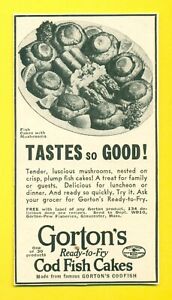 1939 GORTON'S Ready-to-Fry Cod Fish Cakes Vintage Print Ad SV2.