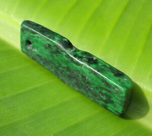 Burmese Maw Sit Sit Jade; Rustic Carving, Drilled & Polished Nugget.  51 Carats.