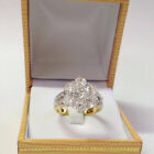 3Ct Round Cut Lab Created Diamond Cluster Engagement Ring 14K Yellow Gold Plated