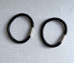 Braided Leather Bracelets With Magnetic Clasps Lot Of 2 - 8”