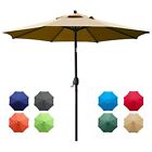 New Listing9Ft Patio Umbrella Outdoor Table Umbrella with 8 Sturdy Ribs (Tan)