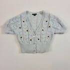 Wild Fable Crop Knit Button Blue Short Sleeve Cardigan XS