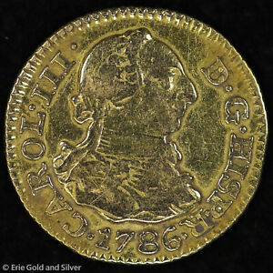 1786 DV Spain Gold Charles / Carlos III 1/2 Escudo