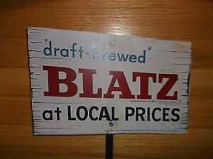 Blatz beer ice skater guy Reproduction sign with plastic post READ DESCRIPTION