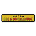 Personalized BBQ & Smokehouse Name Kitchen Aluminum Metal Decor Sign
