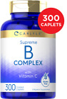 B Complex with Vitamin C | 300 Caplets | Vegetarian Supplement | by Carlyle