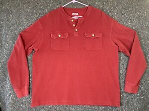 Duluth Trading Shirt Mens Long Sleeve Large Casual 1/4 Button Red