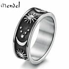 MENDEL Black Mens Womens Sun And Moon Star Ring Band Stainless Steel Size 7-15