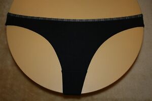 Black Thong G-String with Shiny Square Design On Waistband - Size 34