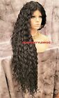 45” LACE FRONT FULL WIG EXTRA LONG LAYERED CURLY MIDDLE PART BROWN #4 HEAT OK