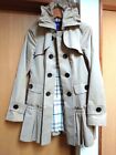 BURBERRY BLUELABEL Trench Coat Beige Flare Pleated Collared Women Size 38/M Used