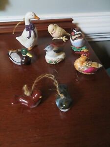 Vintage Lot of 8 Assorted Clip-On Hanging Bird Ornaments