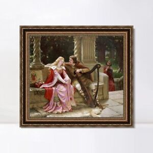 Framed Canvas Wall Art Giclee Print Tristan and Isolde by Edmund Blair Leighton