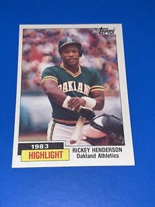 1984 Topps Rickey Henderson 1983 HIGHLIGHT #2 Oakland A’s Set Break NM-MINT