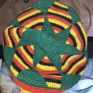 Rastafarian Multicolor Handmade Knit Beret Tam Bonet Beanie Cap Hippie Reggae
