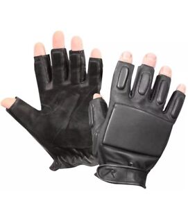 Tactical Military Leather Men Gloves & Police Security Fingerless Rappelling M L