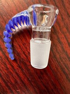 14mm Horn Bowl - VERY high quality thick glass built-in screen - blue