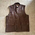ORVIS Munitions Vest Men’s XL Brown Soft Leather Hunting Fishing