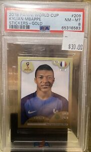 New Listing2018 Panini World Cup Soccer Stickers Gold #209 Kylian Mbappe PSA 8 NM-MT France