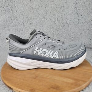 Hoka One One Bondi 7 Wide Run Shoes Men's Size 11 2E Wide Gray White Sneakers