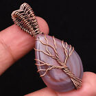 Botswana Agate Tree of Life Gemstone Copper Wire Wrap Handmade Jewelry Pendant