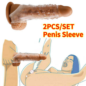 Penis Enlarger Sheath Male Penis Sleeve Girth Reusable Condoms-Extender-Enhancer