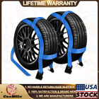 2X Basket Tiedown Car tire Straps Tow Dolly Wheel Net Set Flat Hooks Heavy Duty